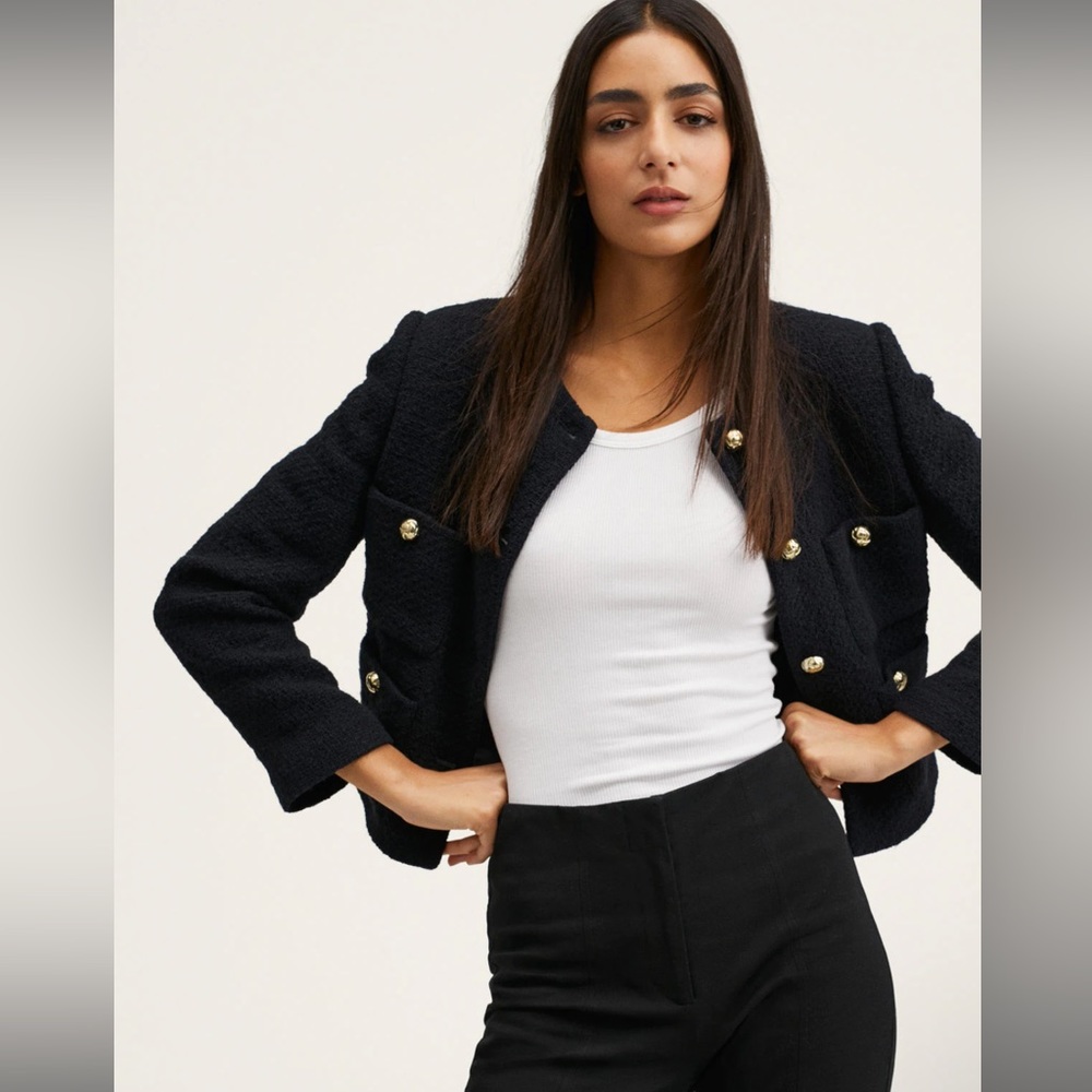 Mango pocket tweed jacket